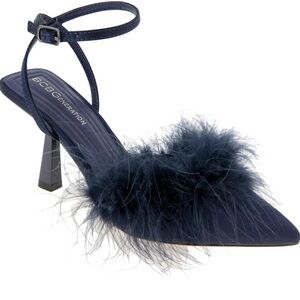 BCBGeneration Dark Blue Feathered Heels